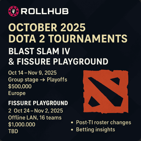October 2025 Dota 2 Tournaments: BLAST Slam IV & FISSURE Playground   thumbnail